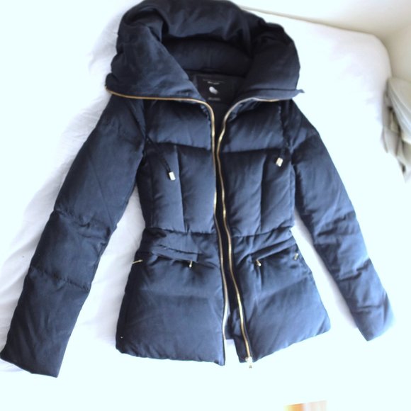COPY - Zara navy midnight blue down puffer funnel neck coat jacket size XS - Picture 4 of 15